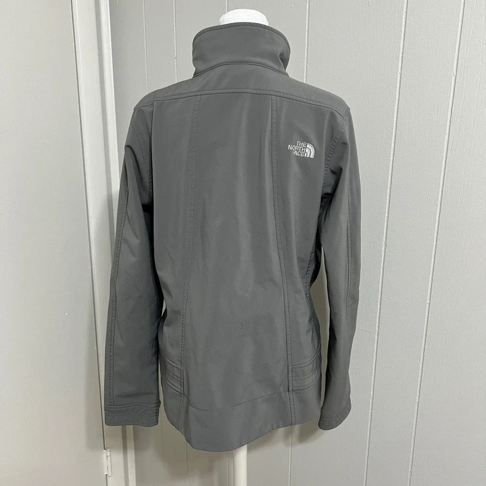 The North Face Softshell Jacket Women's M Gray Zip Up Water Resistant Apex‎